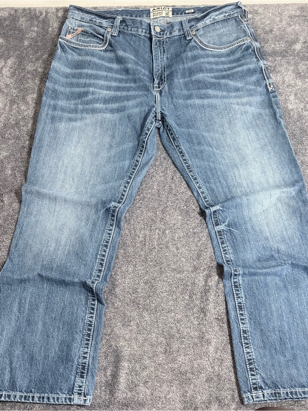 Ariat Jeans Mens M4 Low Rise Boot Cut Denim 42x34 Workwear Heavy Stitching Tough